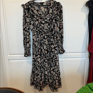 Floral Black and Cream Women's Dress